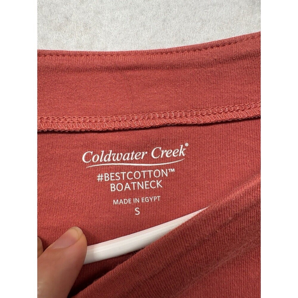 Minimalist Coldwater Creek Womens Size S Red 3/4 Sleeve Egyptian Cotton Top - Picture 2 of 4